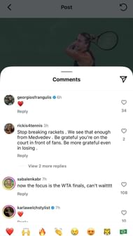Frangulis' comment on Sabalenka's Instagram post following her 2025 Wuhan Open exit (Source: Instagram/arynasabalenka)